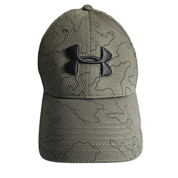 Under Armour Blitzing Hat Cap Stretch Fit Adult M/L Graphic Print Mens Green - Picture 1 of 6